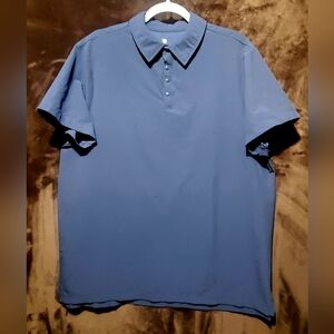 All in Motion Classic Snap Button Short Sleeve Blue Polo Shirt Large